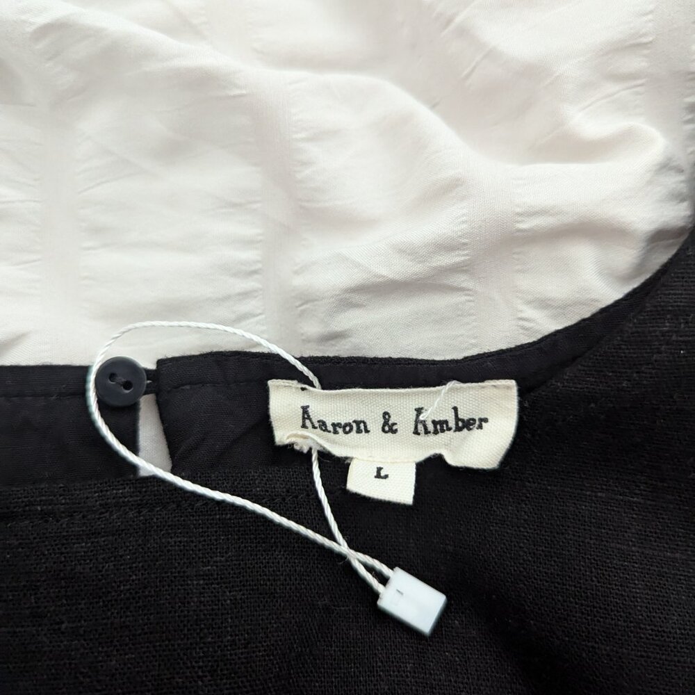 Aaron And Amber Black Linen Shell Top Size L - image 3